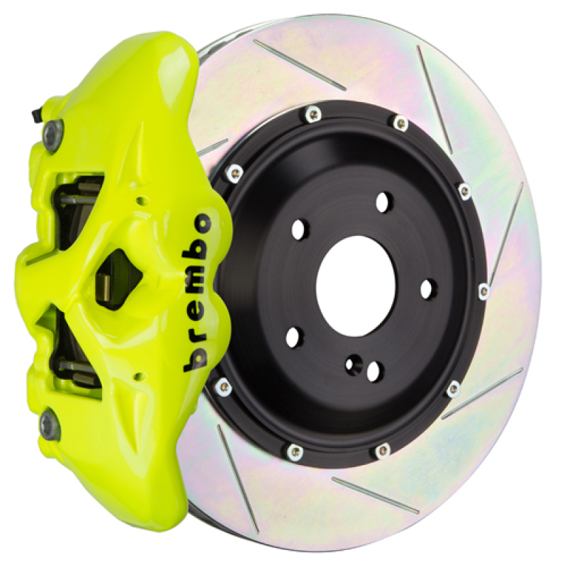 Brembo 08-17 A5/09-16 A4 Front GT BBK 6 Piston Cast 380x34 2pc Rotor Slotted Type1 - Fluo. Yellow - 1T2.9006A7