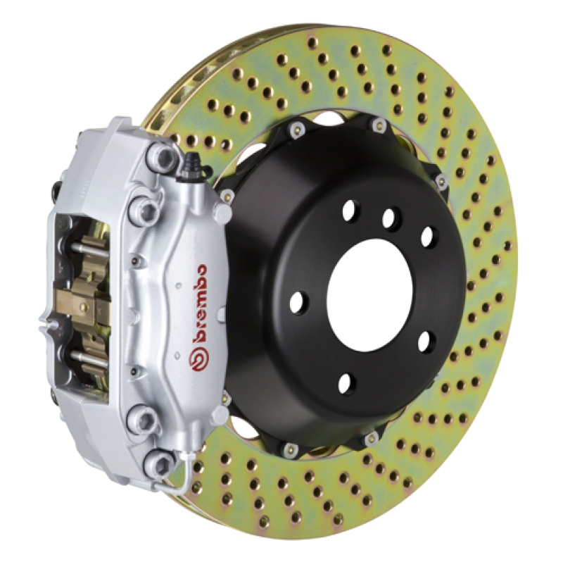 Brembo 11-23 Challenger w/V8 Exc AWD/SRT8 Rr GT BBK 4Pis Cast 2pc 345x28 2pc Rtr Drill-Silver - 2C1.8019A3