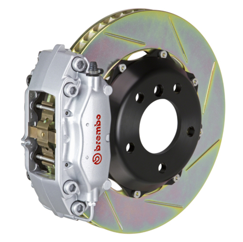 Brembo 08-14 C-Class (Excl 4MATIC/AMG) Rr GT BBK 4Pis Cast 2pc 328x28 2pc Rtr Slot Type1-Silver - 2C2.6012A3