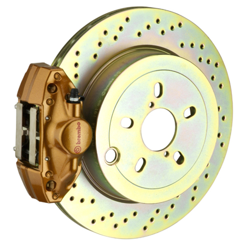 Brembo 12-16 FR-S Exc Model w/ Elec Park Brake Rr GT BBK 2 Pis Cast 2pc 316 x20 1pc Rtr Drill-Gold - 2E4.5003A4