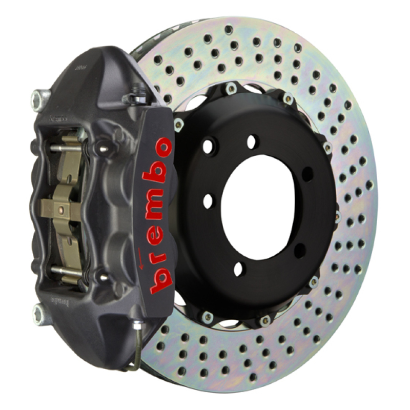 Brembo 99-07 Evo VI/VII/VIII/IXRear GTS BBK 4 Piston Cast 328x28 2pc Rotor Drilled-Black HA - 2P1.6006AS