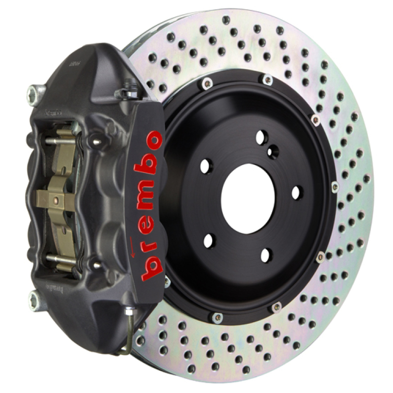 Brembo 05-1ster S/Spyder (Excl PCCB) Rr GTS BBK 4Pis Cast 345x28 2pc Rotor Drilled-Black HA - 2P1.8027AS