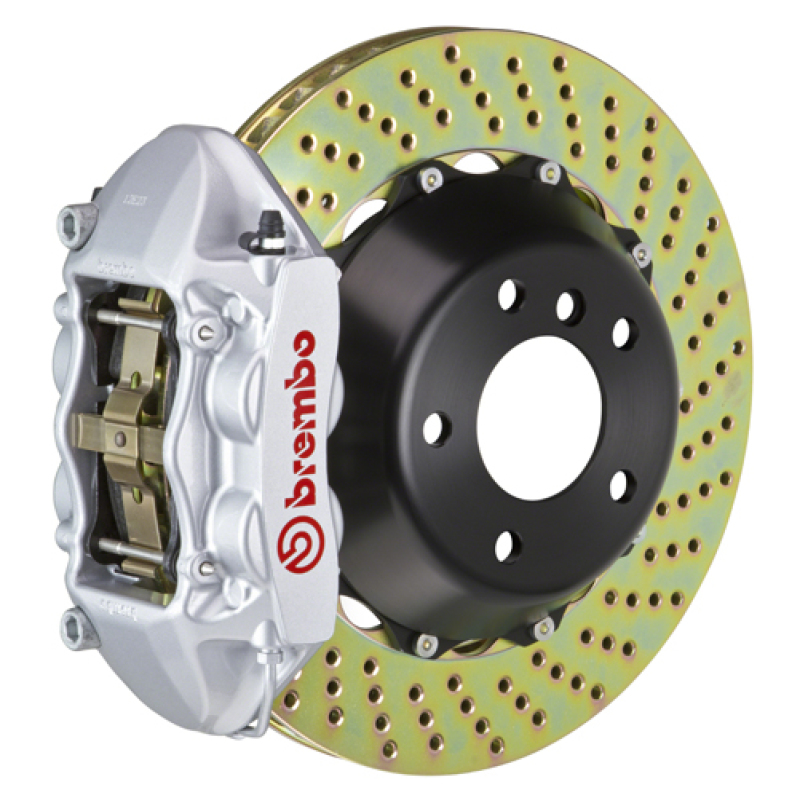 Brembo 15-23 Mustang GT/V6/EcoBoost Rear GT BBK 4 Piston Cast 380x28 2pc Rotor Drilled-Silver - 2P1.9049A3