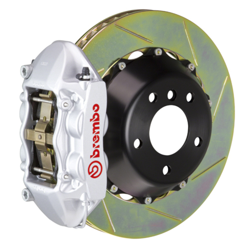 Brembo 15-23 Mustang GT/V6/EcoBoost Rear GT BBK 4 Piston Cast 380x28 2pc Rotor Slotted Type1-Silver - 2P2.9049A3