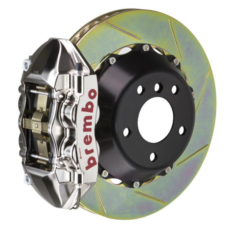 Brembo 14+ Q50/Q50S (Excl. AWD) Rr GTR BBK 4 Piston Billet 380x28 2pc Rotor Slotted Type1 - Nickel - 2P2.9054AR