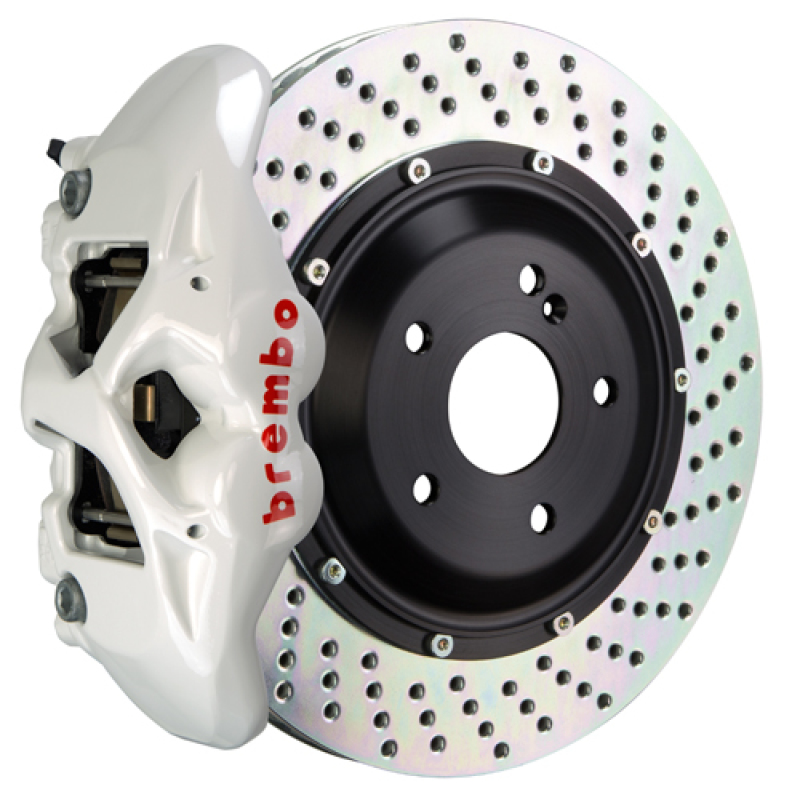 Brembo 11-18 Cayenne/S/GTS Rr GT BBK 4 Piston Cast 380x28 2pc Rotor Drilled- White - 2S1.9005A6