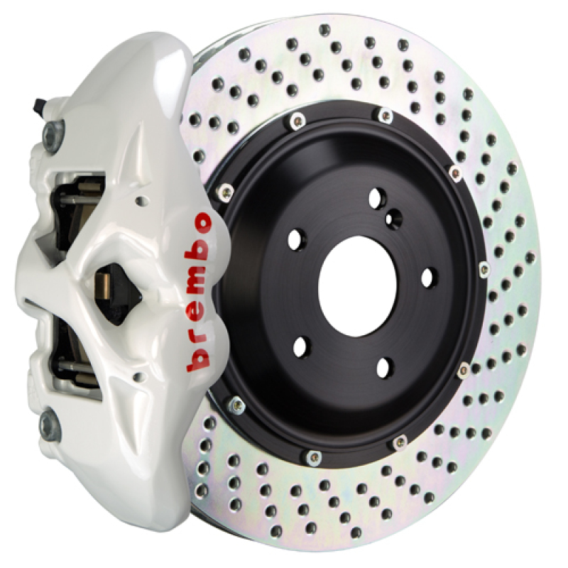 Brembo 15-23 Mustang GT/V6/EcoBoost Rear GT BBK 4 Piston Cast 380x28 2pc Rotor Drilled- White - 2S1.9015A6