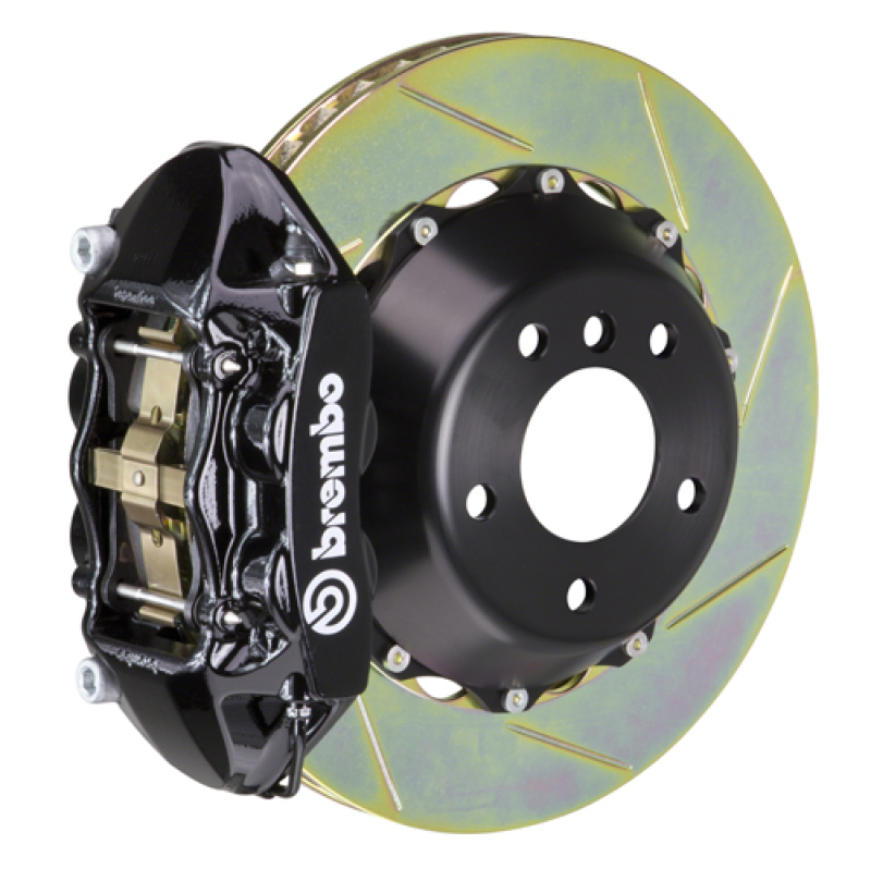 Brembo 15-23 Mustang GT/V6/EcoBoost Rear GT BBK 4 Piston Cast 380x28 2pc Rotor Slotted Type1-Black - 2S2.9015A1