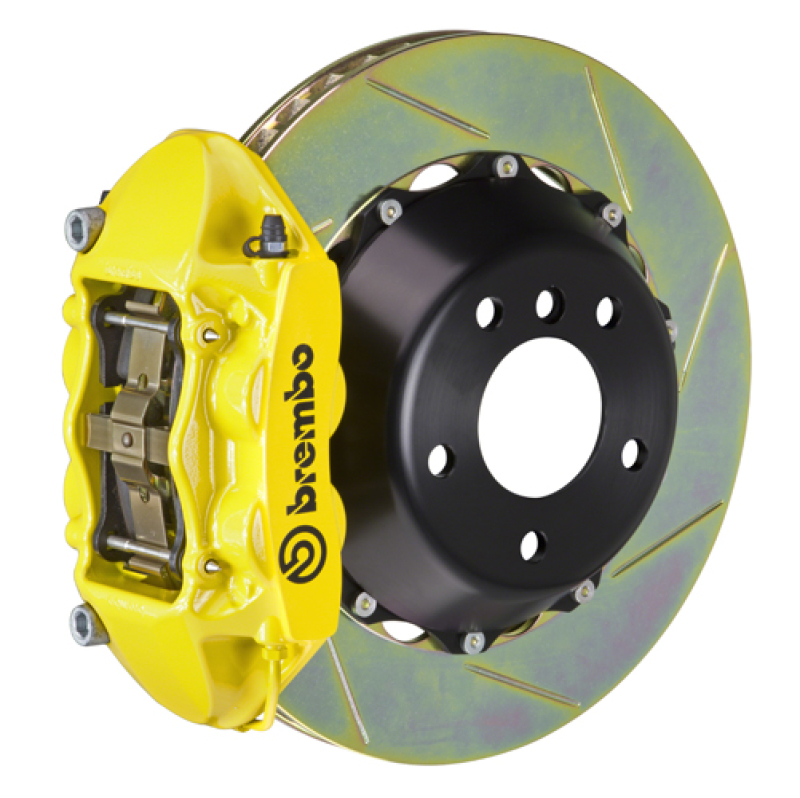 Brembo 15-23 Mustang GT/V6/EcoBoost Rear GT BBK 4 Piston Cast 380x28 2pc Rotor Slotted Type1-Yellow - 2S2.9015A5
