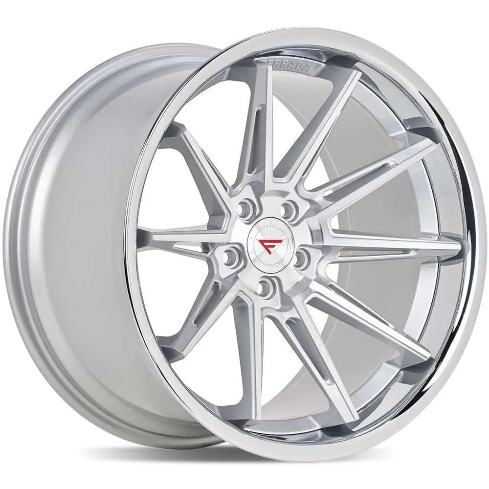 Ferrada CM2 20x9 +25 (5x4.5) & 20x10.5 +40  Wheel Combo  Silver with Machined Spoke Faces and a Chrome Outer Lip