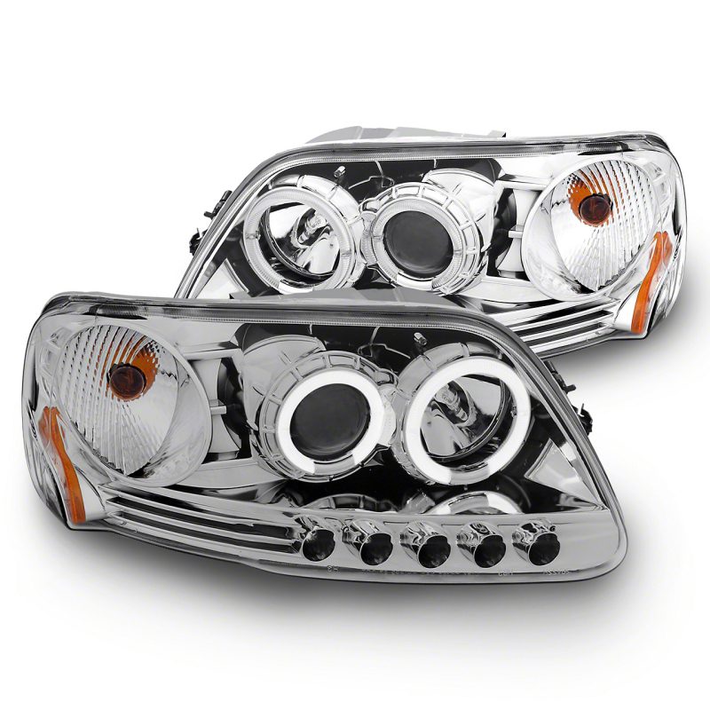 Raxiom 97-03 Ford F-150 LED Halo Projector Headlights- Chrome Housing (Clear Lens) - T542860