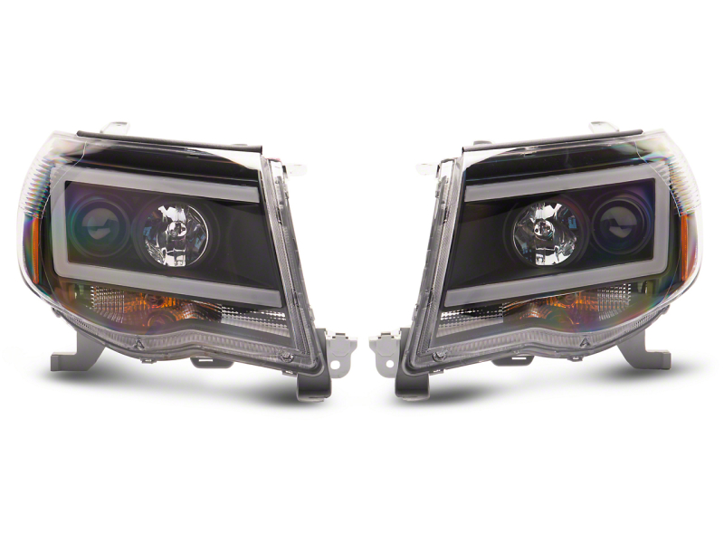 Raxiom 05-11 Toyota Tacoma Axial Series LED DRL Projector Headlights- Blk Housing (Clear Lens) - TT11236