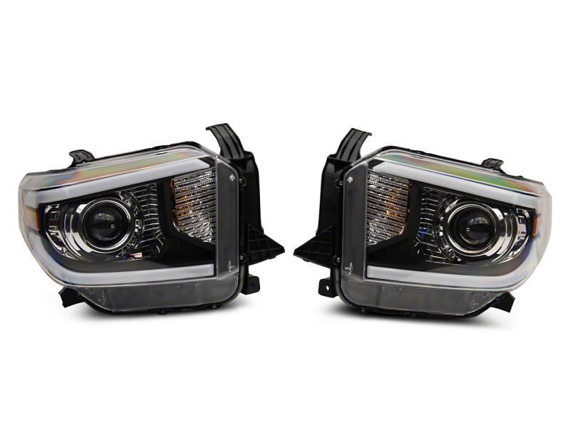 Raxiom 14-21 Toyota Tundra Axial Projector Headlights w/ SEQL LED Bar- Blk Housing (Clear Lens) - TU16011