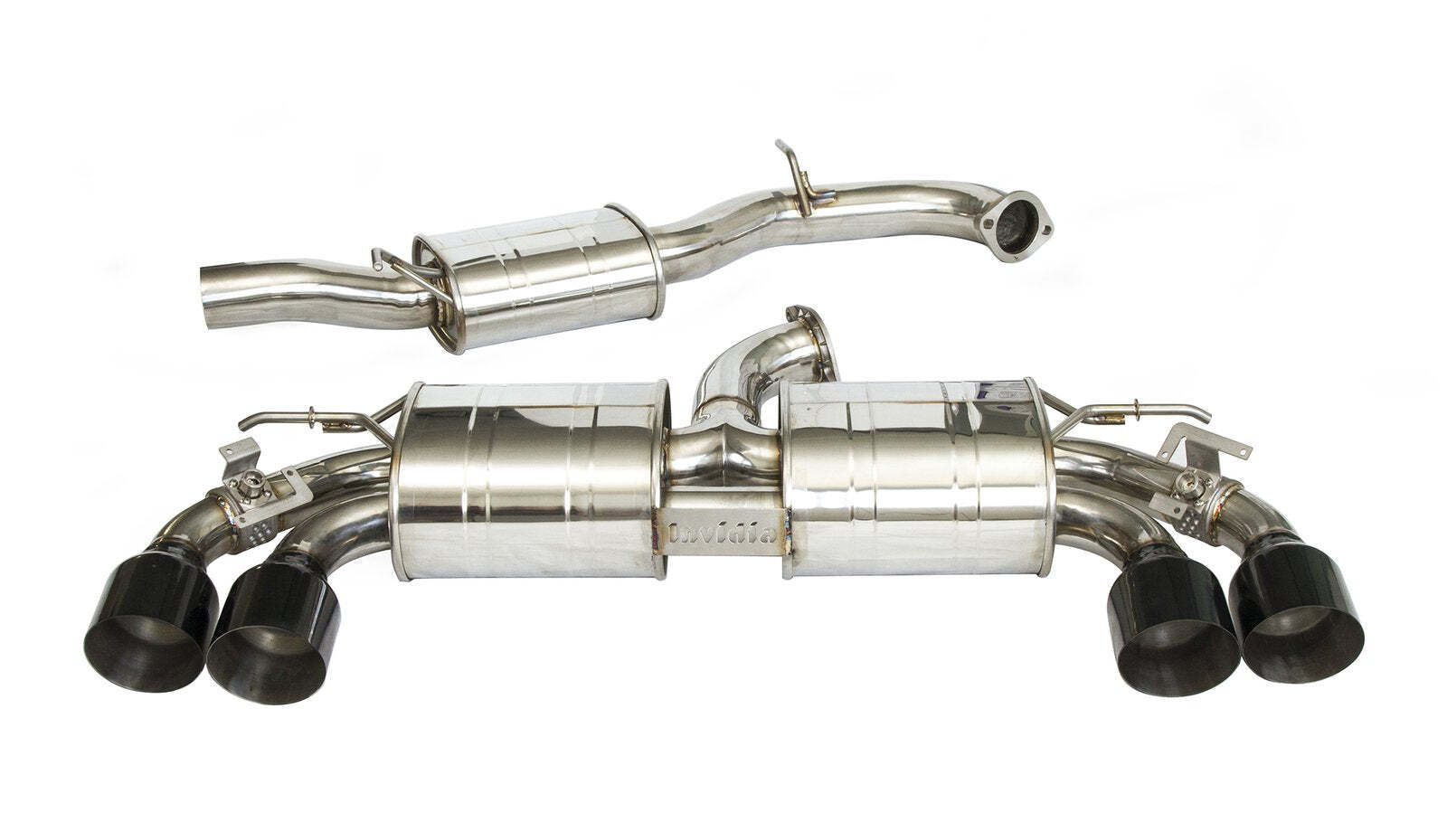 Invidia 2022+ Volkswagen Golf R MK8 76mm R400 Valved Cat Back Exhaust Straight Cut Black Tips - HS22GFR8GV4SB