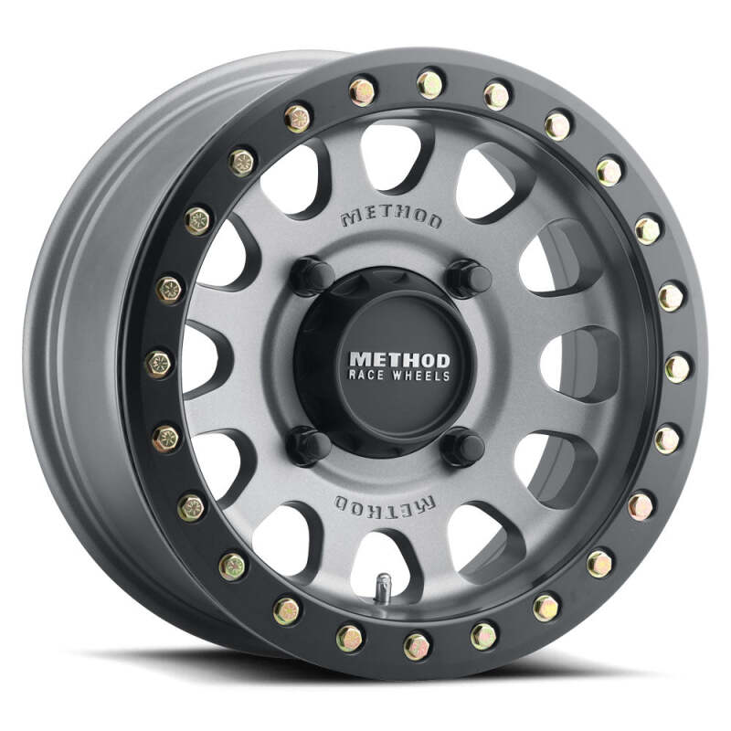 Method MR401 UTV Beadlock 15x7 / 5+2/38mm Offset / 4x136 / 106mm CB Titanium Wheel- Matte Black Ring - MR40157047852B