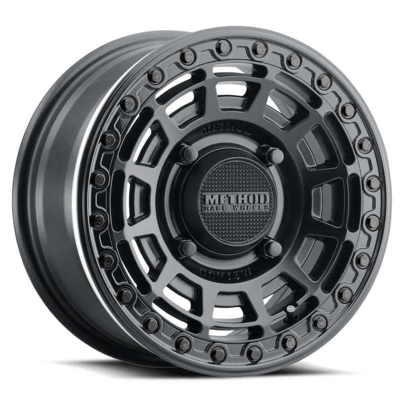 Method MR415 Beadlock 15x7 / 5+2/38mm Offset / 4x156 / 132 CB Matte Black Wheel - Gloss Black Ring - MR415570461052B