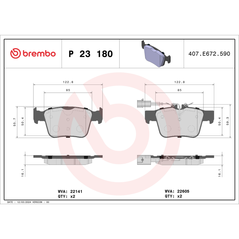 Brembo 18-21 Alfa Romeo Giulia/ Alfa Romeo Stelvio Rear Low-Met Brake Pad - P23180