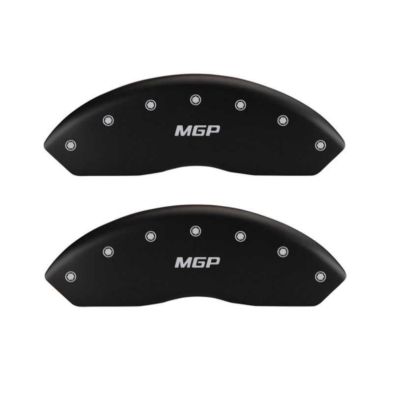 MGP 4 Caliper Covers Engraved Front & Rear MGP Matte Black finish silver ch - 22110SMGPMB