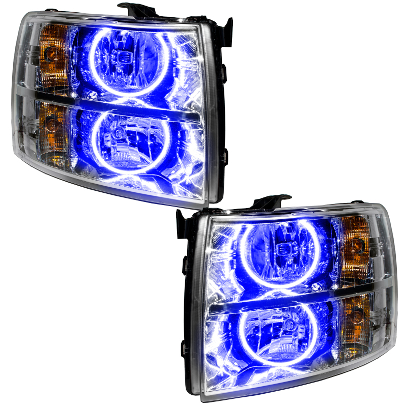 Oracle Lighting 07-13 Chevrolet Silverado Pre-Assembled LED Halo Headlights (Round Style) - Blue - 7007-002