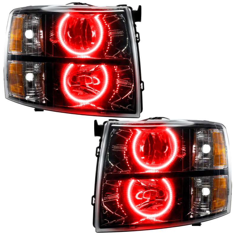 Oracle Lighting 07-13 Chevrolet Silverado Assembled Halo Headlights Round Style - Blk Housing -Red - 7105-003