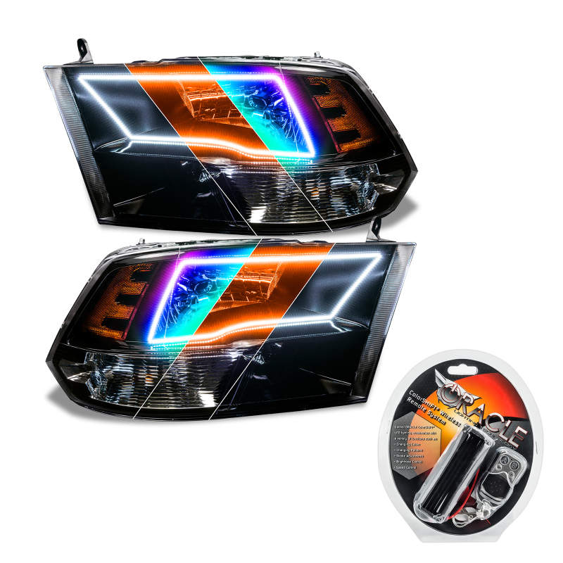 Oracle Lighting 09-18 RAM 1500 Sport ColorSHIFT Halo Headlights - Blk Housing w/RF Controller - 8906-330