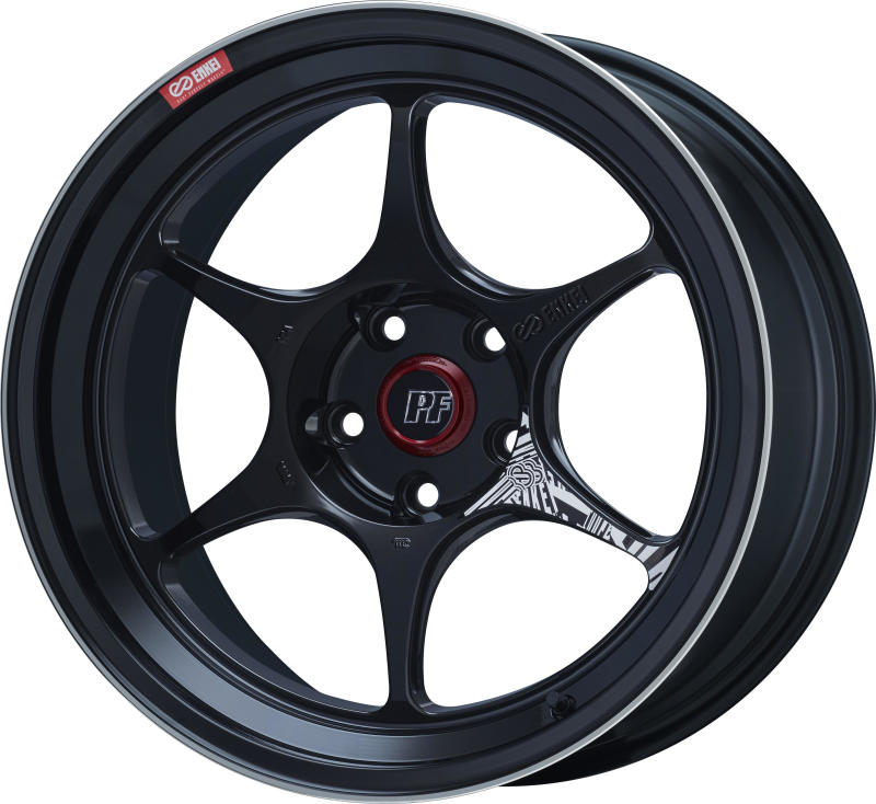 Enkei PF06 18x8in 5x100 BP 45mm Offset 75mm Bore Black Machined Wheel - 545-880-8045BKM