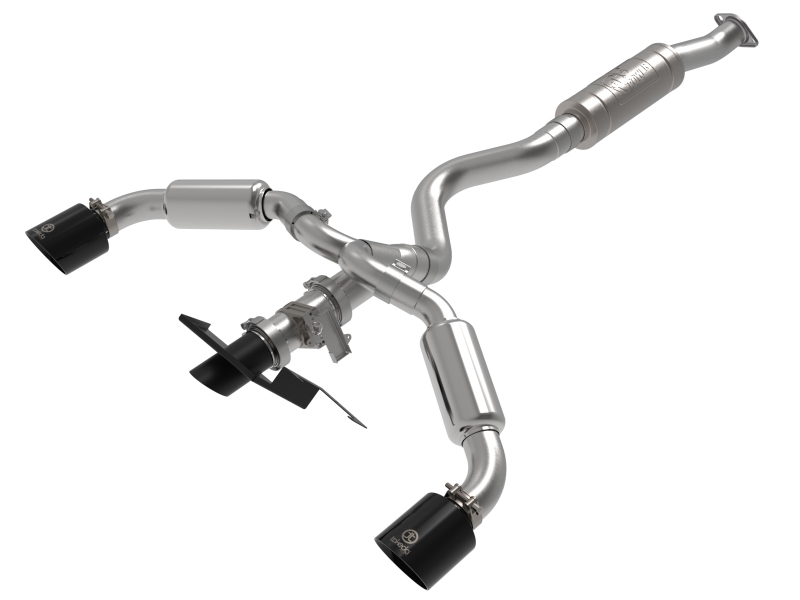 aFe 23-24 Toyota GR Corolla L3 1.6L (t) Gemini XV 3in to 2-1/2in Cat Back Exhaust w/ Black Tips - 49-36067-B