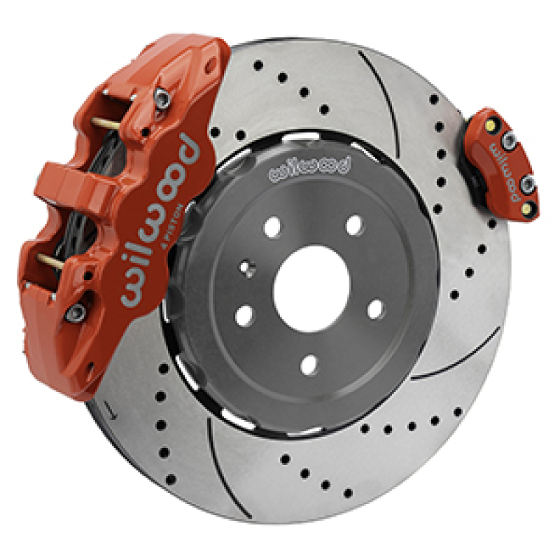 Wilwood 20-23 Chevy Corvette C8 Aero4 Red Rear Big Brake Kit - Drilled & Slotted - 140-17009-DR