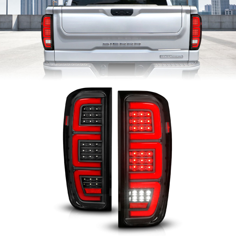 Anzo 19-23 GMC Sierra 1500/2500HD/3500HD Black Replacement Full LED Bar Tail Light - 311457