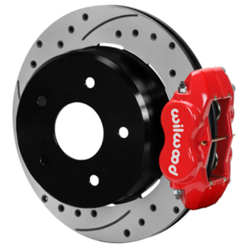 Wilwood 88-98 Chevy Silverado Forged Dynalite 12.19x0.81 Drill/Slot Rear Drum to Disc Conv. - Red - 140-17541-DR