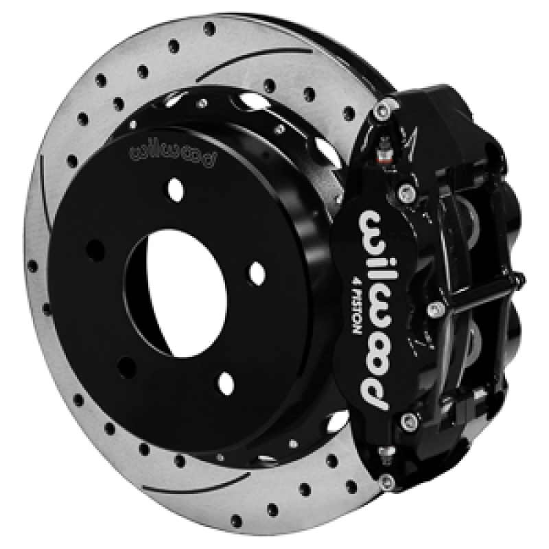 Wilwood 88-98 Chevy Silverado Superlite 4R 12.88x1.10in Drill/Slot Rear Drum to Disc Conv. - Black - 140-17542-D