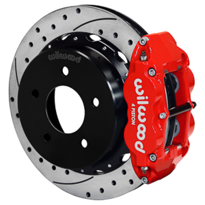 Wilwood 88-98 Chevy Silverado Superlite 4R 14.00x1.10in Drill/Slot Rear Drum to Disc Conv. - Red - 140-17543-DR