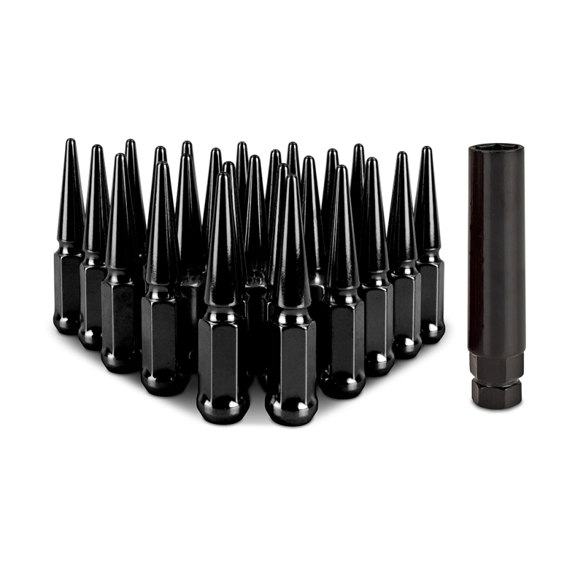 Mishimoto Mishimoto Steel Spiked Lug Nuts M12 x 1.5 24pc Set Black - MMLG-SP1215-24BK