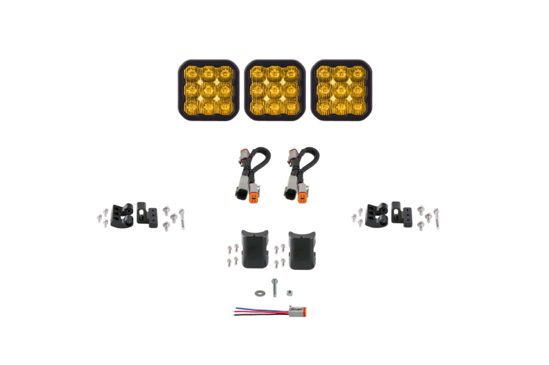 Diode Dynamics SS5 Sport Universal CrossLink 3-Pod Lightbar - Yellow Driving - DD7205