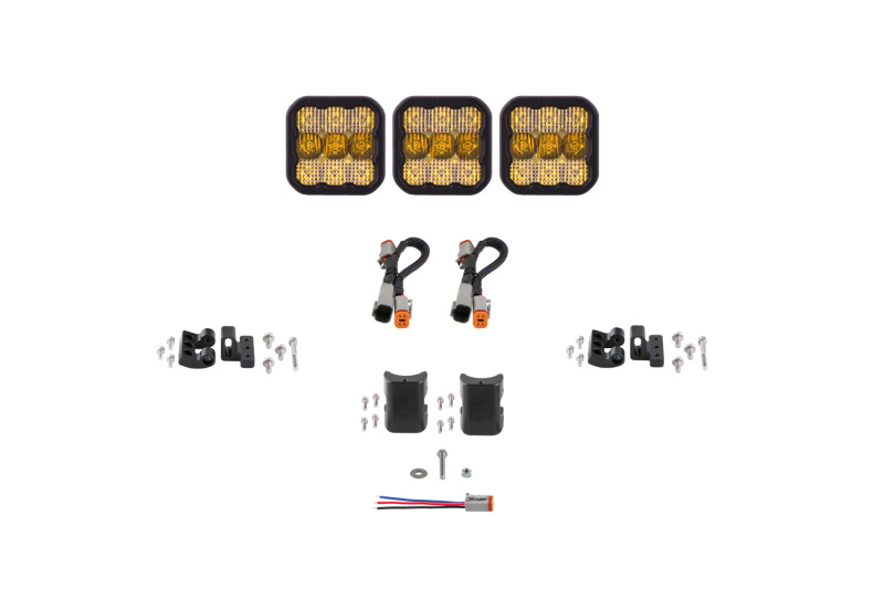 Diode Dynamics SS5 Pro Universal CrossLink 3-Pod Lightbar - Yellow Combo - DD7239