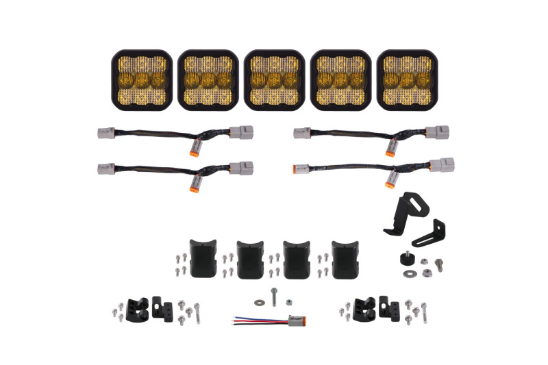 Diode Dynamics SS5 Pro Universal CrossLink 5-Pod Lightbar - Yellow Combo - DD7243