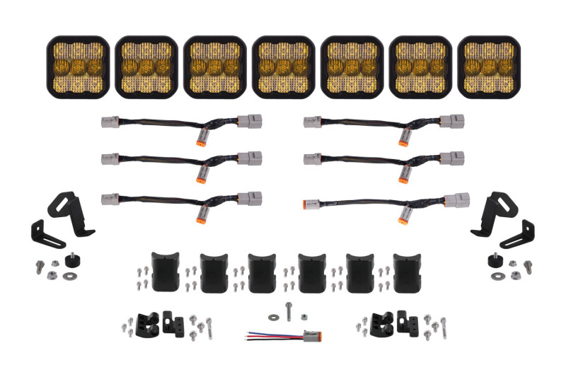 Diode Dynamics SS5 Pro Universal CrossLink 7-Pod Lightbar - Yellow Combo - DD7247