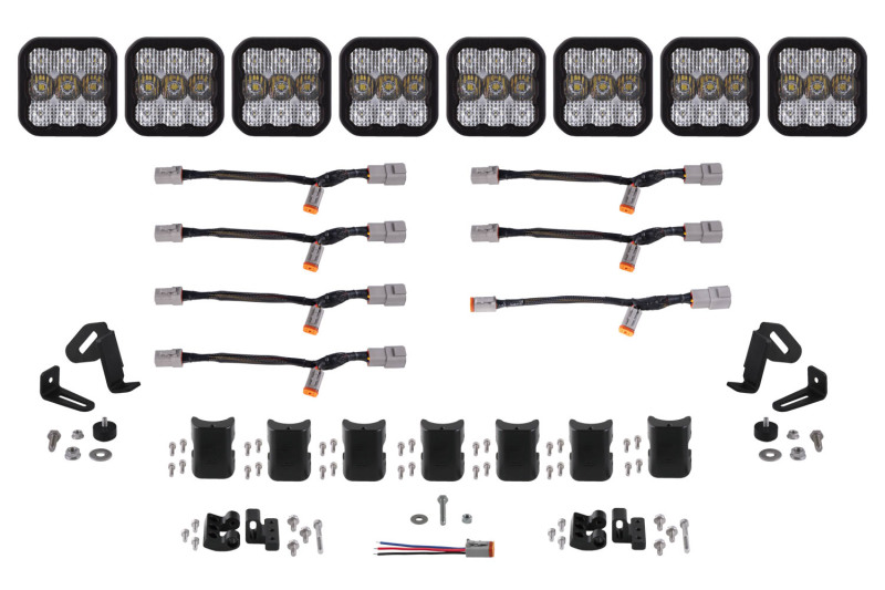 Diode Dynamics SS5 Pro Universal CrossLink 8-Pod Lightbar - White Combo - DD7248