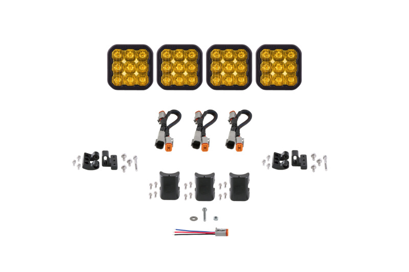 Diode Dynamics SS5 Pro Universal CrossLink 4-Pod Lightbar - Yellow Driving - DD7253