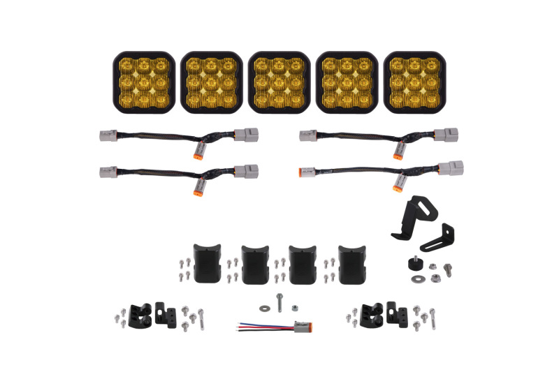 Diode Dynamics SS5 Pro Universal CrossLink 5-Pod Lightbar - Yellow Driving - DD7255