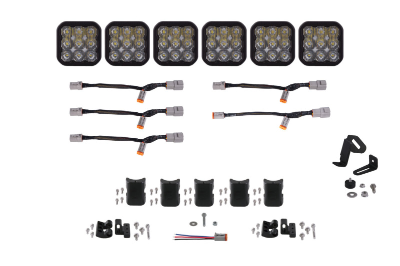 Diode Dynamics SS5 Pro Universal CrossLink 6-Pod Lightbar - White Driving - DD7256