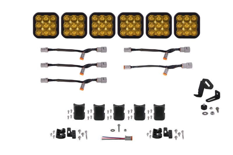 Diode Dynamics SS5 Pro Universal CrossLink 6-Pod Lightbar - Yellow Driving - DD7257