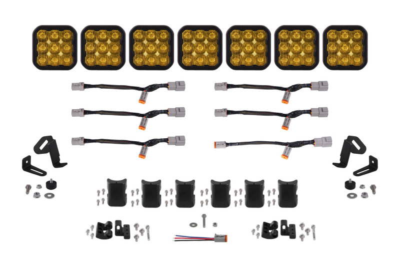 Diode Dynamics SS5 Pro Universal CrossLink 7-Pod Lightbar - Yellow Driving - DD7259