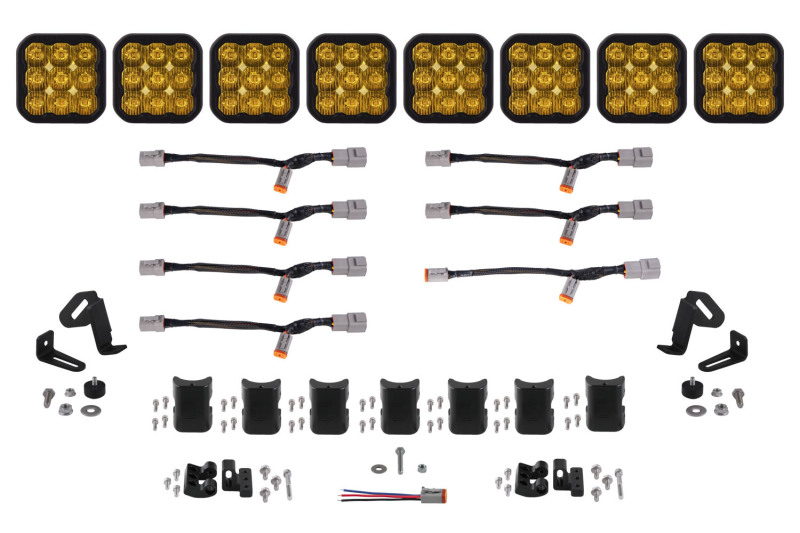 Diode Dynamics SS5 Pro Universal CrossLink 8-Pod Lightbar - Yellow Driving - DD7261