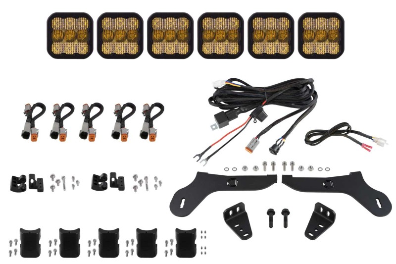 Diode Dynamics 17-20 Ford Raptor SS5 Grille CrossLink Lightbar Kit - Sport Yellow Combo - DD7336