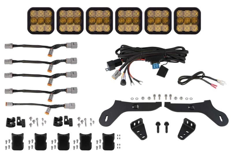 Diode Dynamics 17-20 Ford Raptor SS5 Grille CrossLink Lightbar Kit - Yellow Pro Combo - DD7338