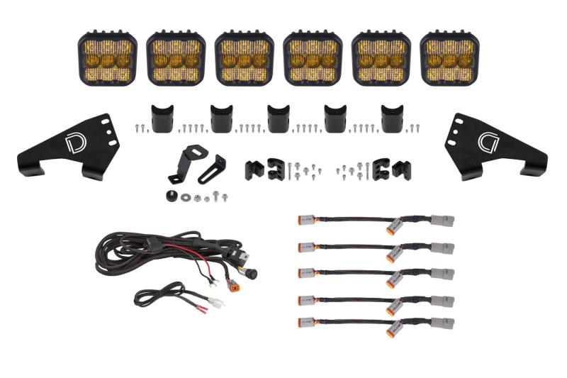 Diode Dynamics 20-Present Polaris RZR SS5 Sport CrossLink Roof - Yellow Combo Lightbar Kit - DD7631