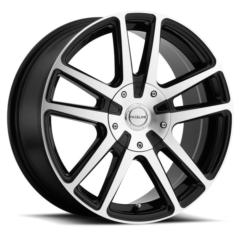 Raceline 145M Encore 17x7.5in / 5x112/5x120 BP / 40mm Offset / 74.1mm Bore - Black & Machined Wheel - 145M-77591+40