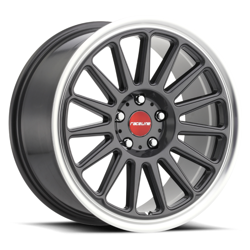 Raceline 315G Grip 17x8in / 4x114.3 BP / 40mm Offset / 72.6mm Bore - Gunmetal & Machined Wheel - 315G-78044+40