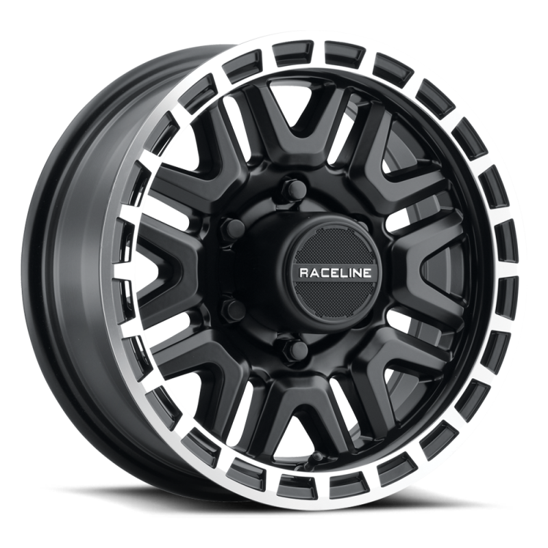 Raceline 953BM Krank 15x6in / 6x139.7 BP / 0mm Offset / 4.25mm Bore - Black & Machined Wheel - 953BM-56060